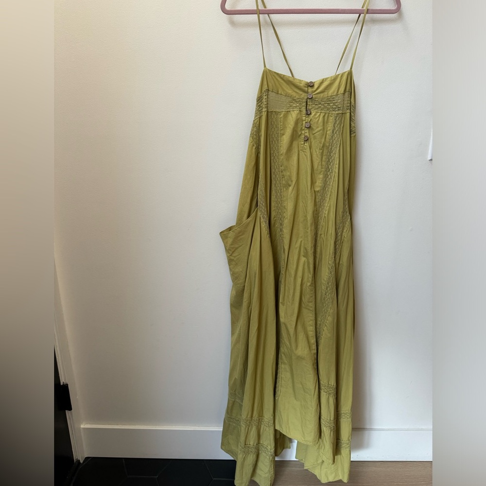 Free People Olive Green Maxi Dress with Spaghetti Straps